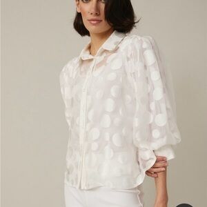 Joseph Ribkoff White Polka Dot Blouse